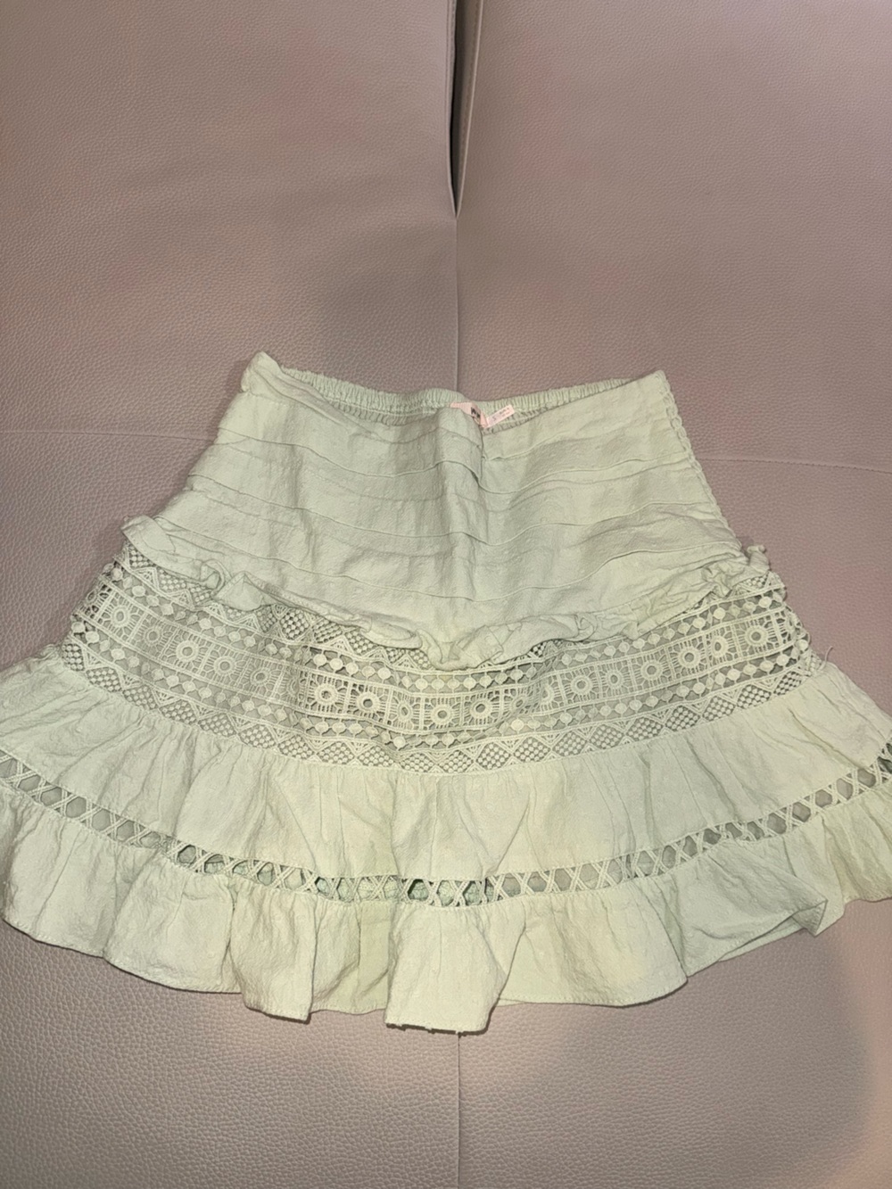 Sage Mint Green Lace-Trim skirt
